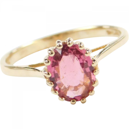 Pink Tourmaline Solitaire Vintage Ring 1.27 Carat