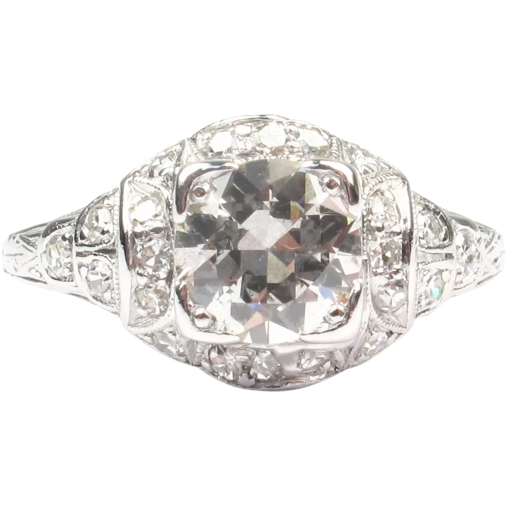 Platinum Edwardian 1.20 ctw Diamond Antique Engagement Ring Circa 1900’s
