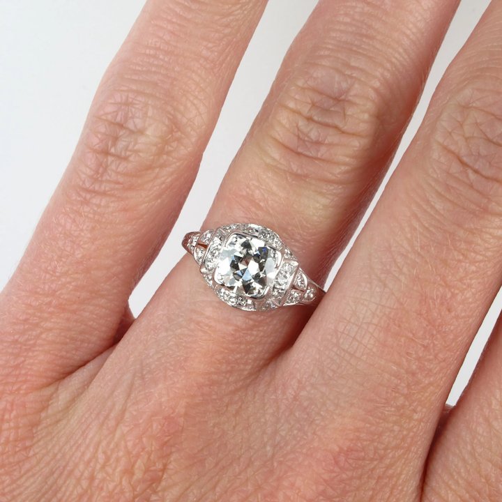 Cushion Diamond Setting Antique & Vintage Engagement Semi Mount Ring 14K  White Gold 2.65ct.