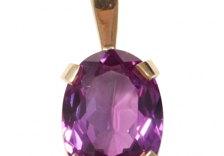 Retro Created Alexandrite 10.91 Carat Solitaire Pendant 14k Gold