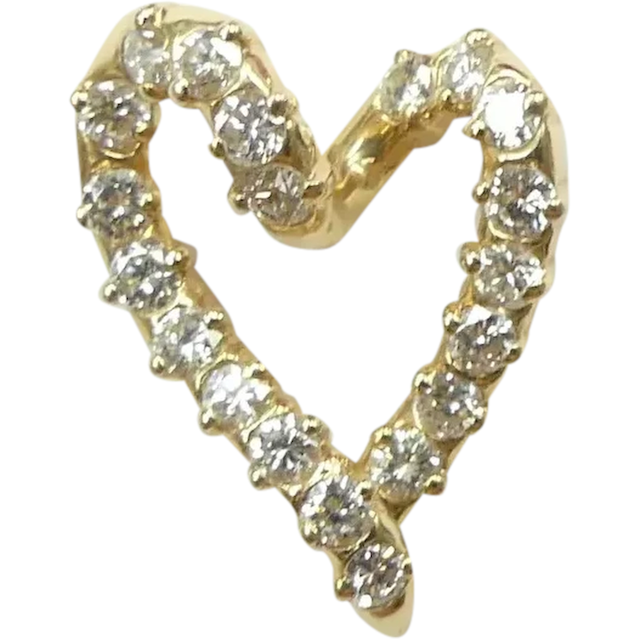Romantic 1.2 ctw Diamond Open Heart Pendant 14K Yellow Gold