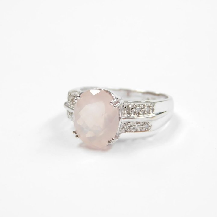 Rose Quartz Rectangular Silver Ring – SILBERUH