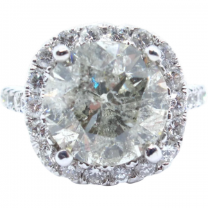 Round Brilliant 5.75 ctw Diamond Halo Engagement Ring 14k White 143