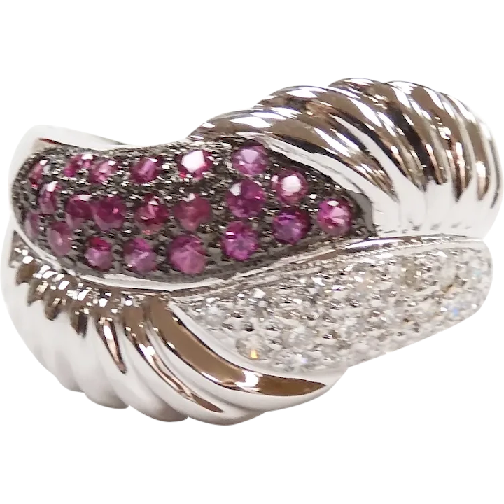Ruby and Diamond Bypass Band Ring 18k
