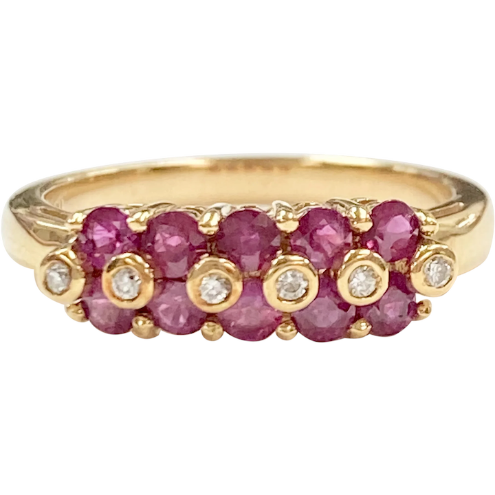 Ruby & Diamond .66 Carats tw Band Ring 18K Gold