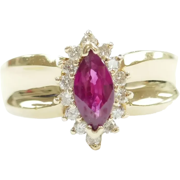 Ruby and Diamond .91 ctw Halo Ring 14k Gold