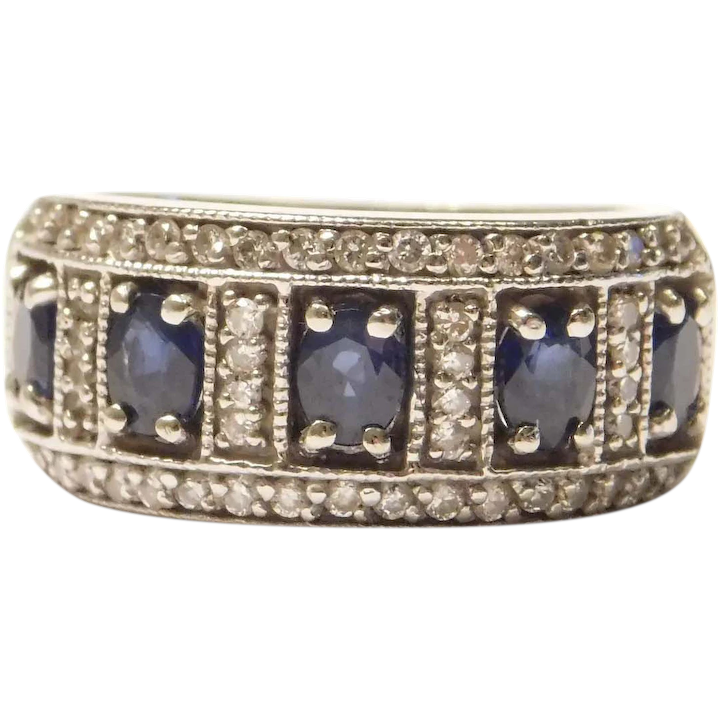 Sapphire and Diamond 1.42 ctw Band Ring