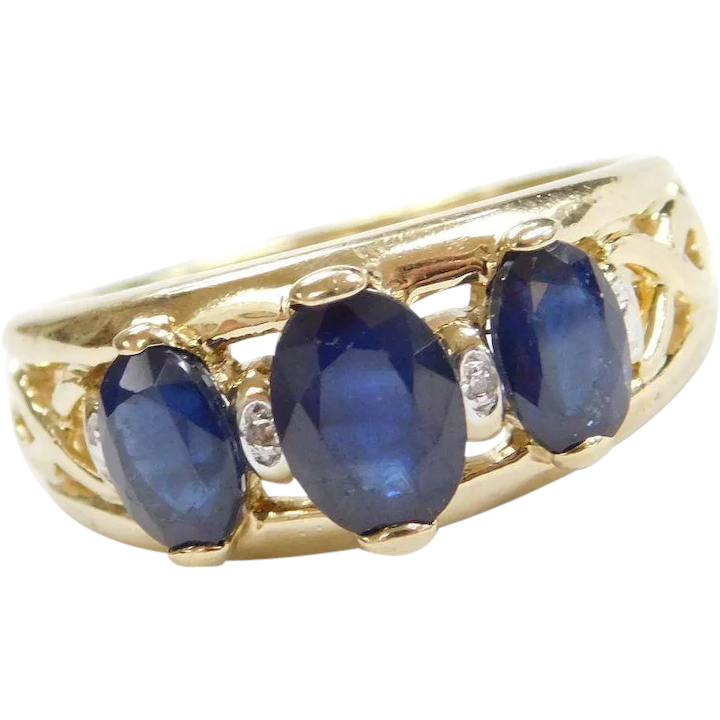 Sapphire & Diamond Ring 2.21 ctw 14k Gold Two-Tone, Celtic Knot Design
