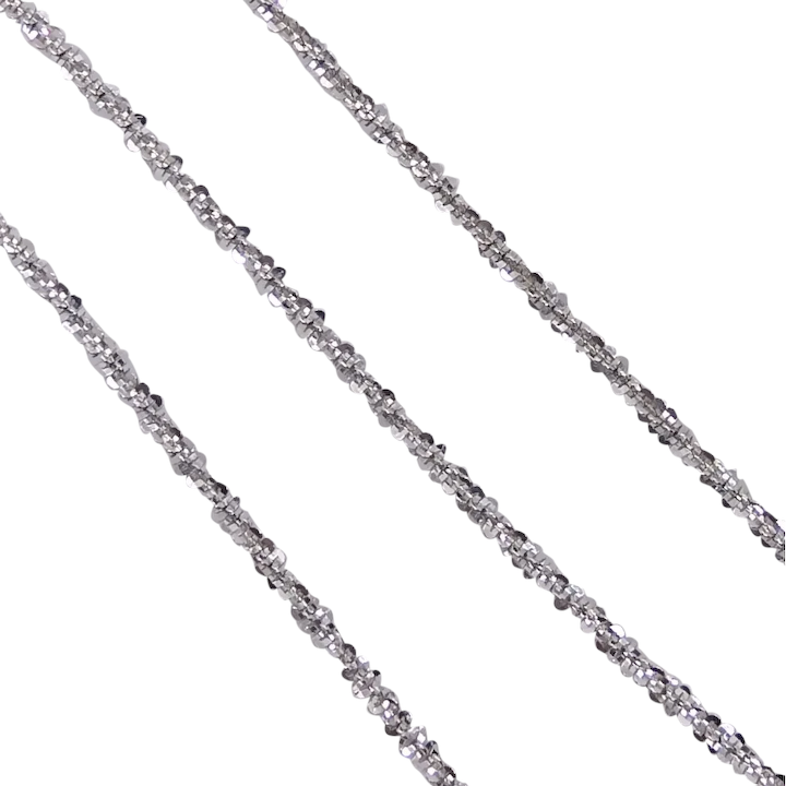Shimmering Twisted Margarita Rope Chain 14k White Gold 17″