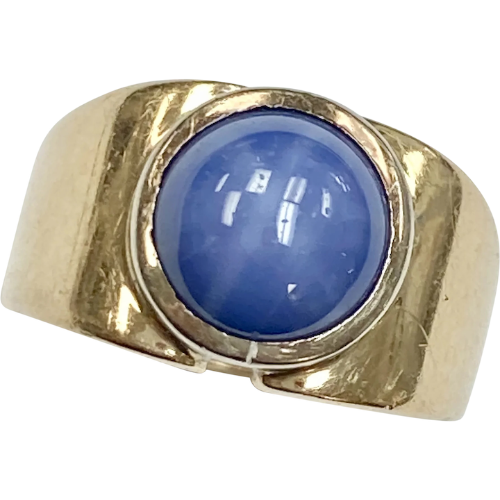 Star Sapphire Vintage Ring 7.45 Carat 14K Two Tone Gold
