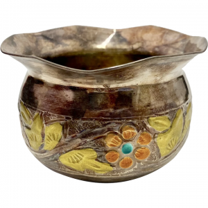 Sterling Silver Floral Bowl Enamel & Mixed Metal Accent