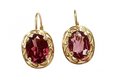 Tourmaline Drop Earrings 2.70 Carats 14K Gold