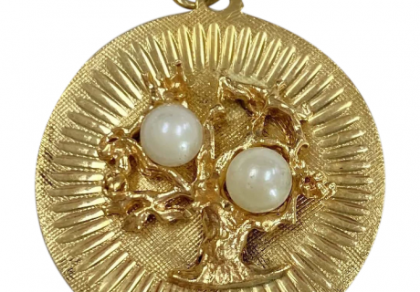 Tree of Life Vintage Charm 14K Gold & Cultured Pearl