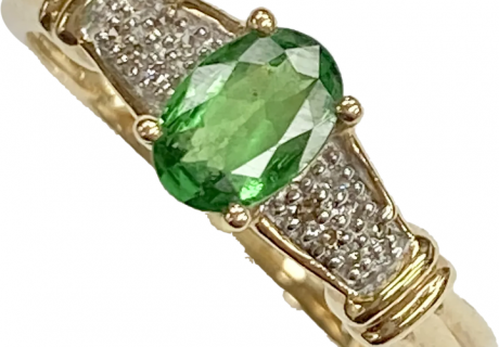 Tsavorite Garnet & Diamond .81 Carat tw Vintage Ring 14K Gold