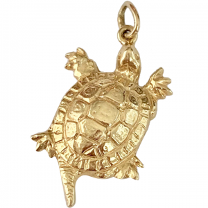 Turtle Vintage Charm / Pendant 14K Gold Three-Dimensional