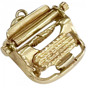 Typewriter Vintage Moving Charm 14K Gold Three-Dimensional