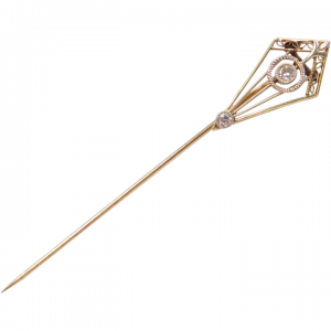 .11ctw Victorian Diamond Stick Pin 14k Gold