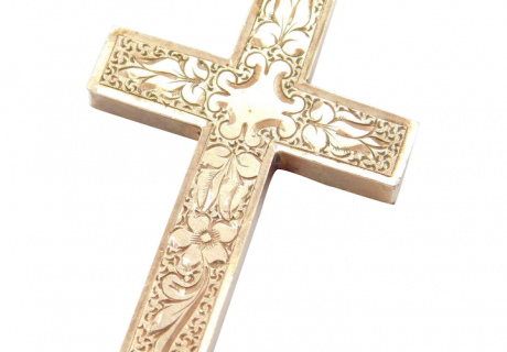 Victorian Gold Filled Etched Cross Pendant