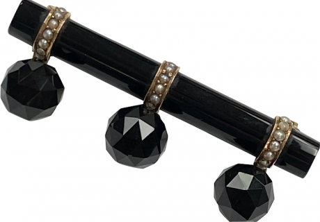 Victorian Mourning Brooch Pin 14K Rose Gold