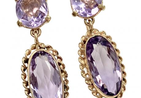 Victorian Revival Amethyst Dangle Earrings 13.74 Carats