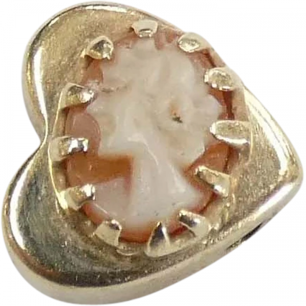 Cameo heart charm from the Victorian Revival era in 14k yellow gold