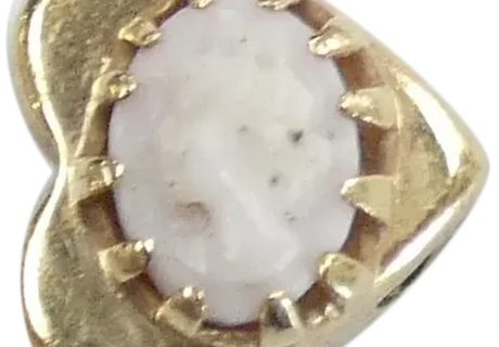 Victorian Revival Cameo Heart Slide Charm 14k Yellow Gold