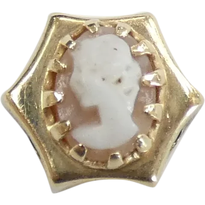 Victorian Revival Cameo Slide Charm 14k Yellow Gold