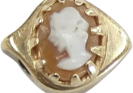 Victorian Revival Cameo Slide Charm 14k Yellow Gold