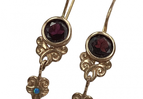 Victorian Revival Dangle Earrings Garnet