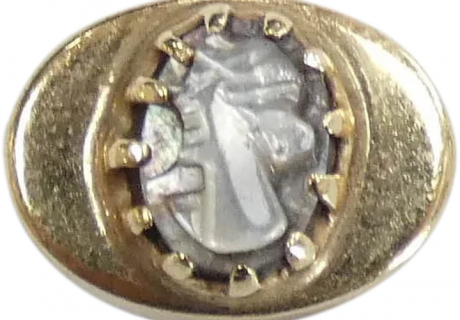 Victorian Revival Mother of Pearl Oval Cameo Slide Charm 14k Yellow Gold