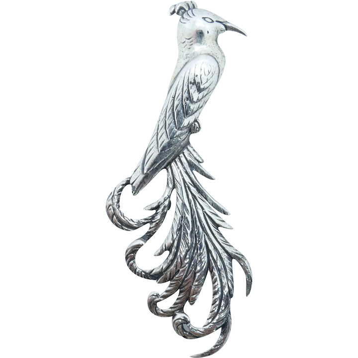 Vintage Danecraft Sterling Silver Bird of Paradise Brooch
