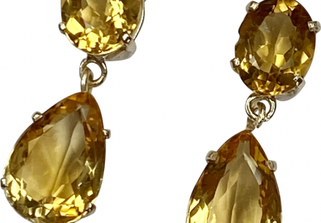 Vintage Dangle Citrine Earrings 8.40 Carat tw 14K Gold