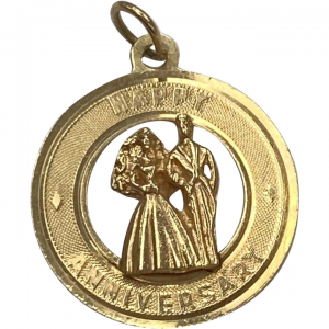Vintage Wedding Anniversary Charm 14K Gold