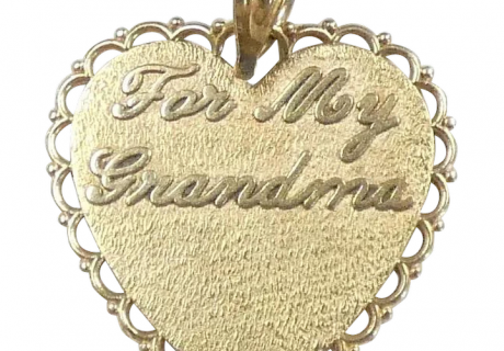 “For My Grandma” Heart Pendant 14k Yellow Gold