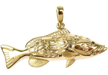 Grouper Fish Pendant 14k