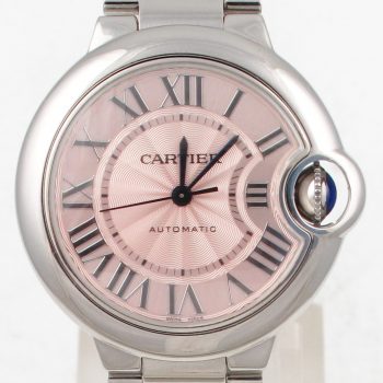 Pre-Owned 2016 Cartier Ballon Bleu Stainless Steel 33MM Watch With Pink Roman Dial Model 3489