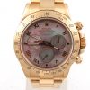 Pre-Owned 2001 Yellow Gold Rolex Daytona 40MM Watch With Rare Tahitian Mother Of Pearl Roman Dial With Oyster Band Model# 116528 front view