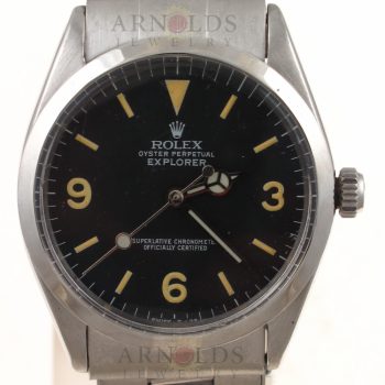 Pre-Owned 1959 Vintage Rolex 34MM Oyster Perpetual With A Custom Black Arabic Explorer Dial With Oyster Band Model 1007