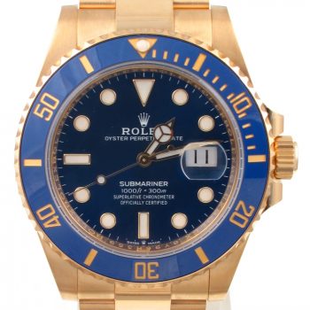 New 2021 18kt Yellow Gold Submariner 41MM Watch With Blue Index Dial And Blue Ceramic Bezel With Oyster Band Model# 126618LB