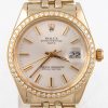 Pre-owned 1974 Vintage Rolex 34MM Date Watch 14k Yellow Gold With Silver Stick Dial With Diamond Bezel Model 1503