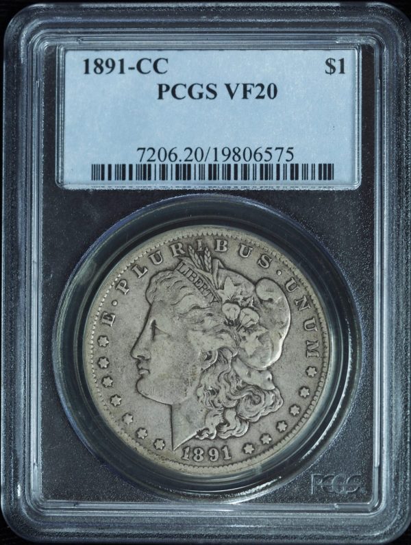 1891-CC Morgan Silver Dollar VF20 PCGS obverse