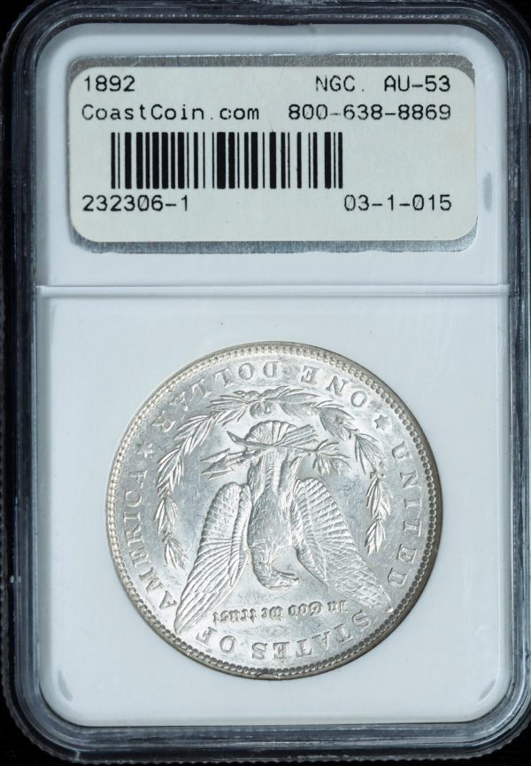 1892 Morgan Silver Dollar AU53 NGC