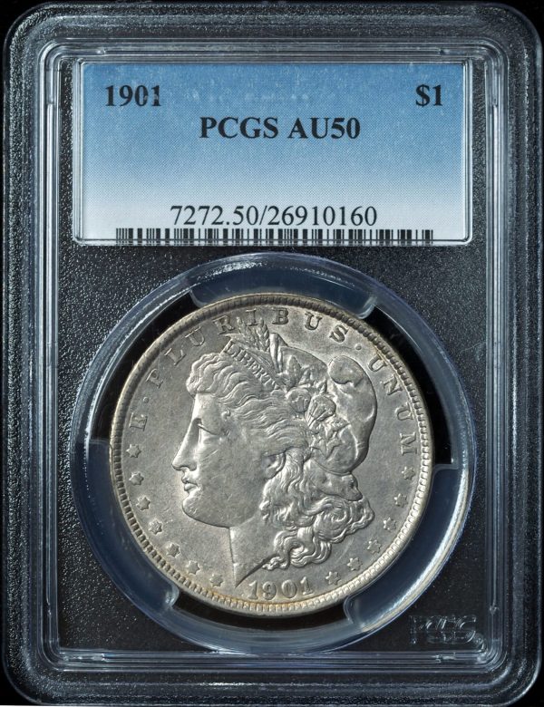 1901 Morgan Silver Dollar AU50 PCGS obverse