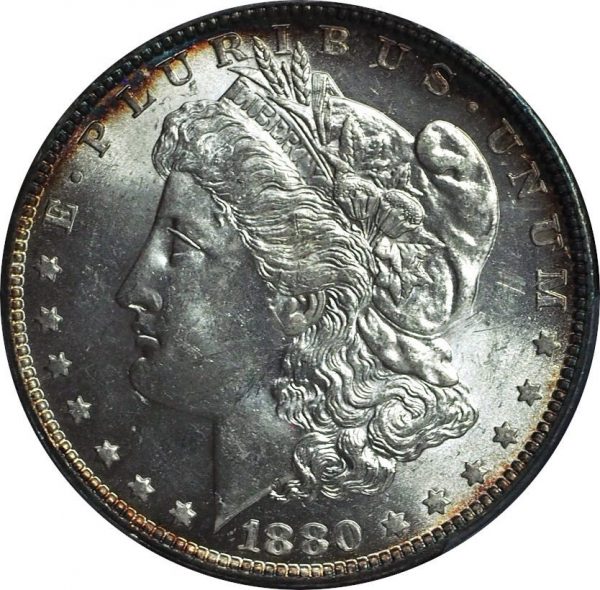 1880-O Morgan Silver Dollar MS62 Close Up