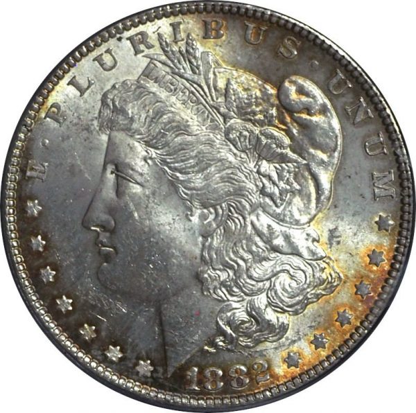 1882-P Morgan Silver Dollar MS63 PCGS close up