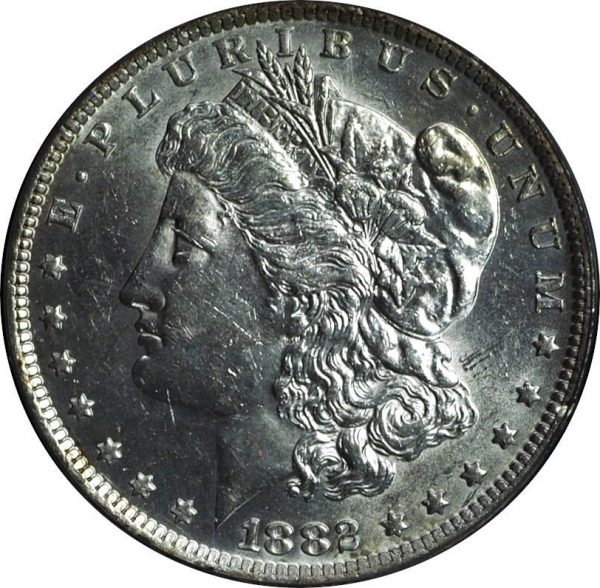 1882-O/S Morgan Silver Dollar AU58 PCGS close up