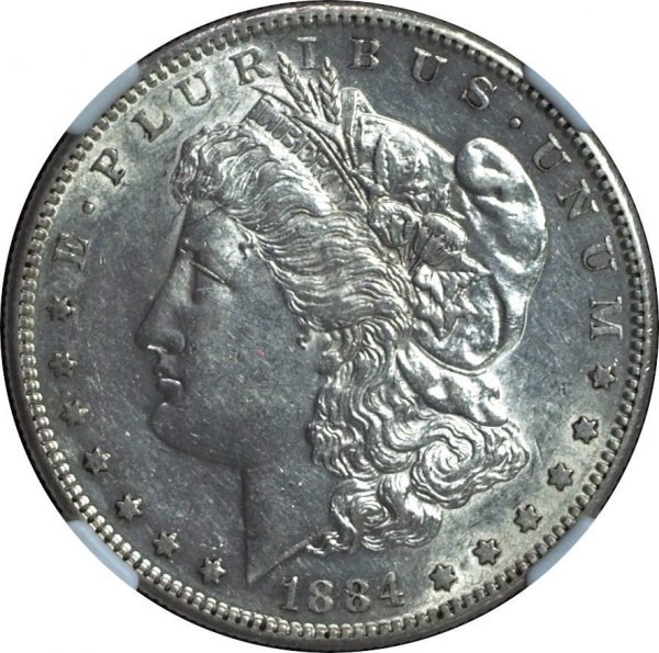 1884-S Morgan Silver Dollar AU55 PCGS close up