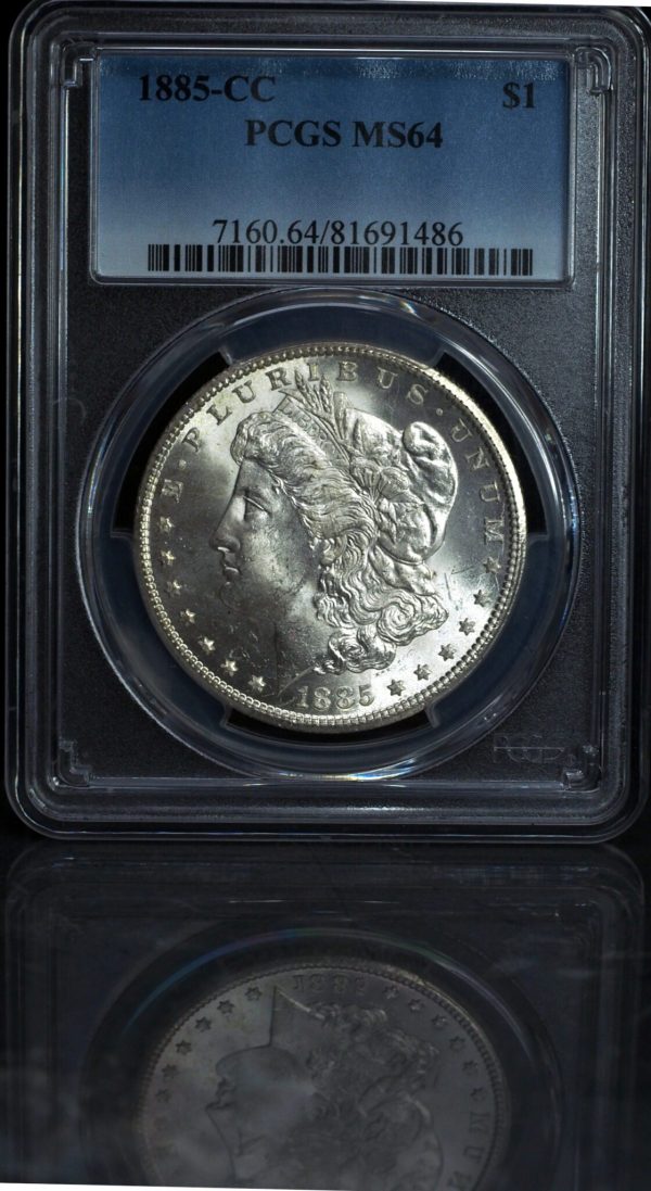 1885-CC Morgan Silver Dollar MS64 PCGS obverse