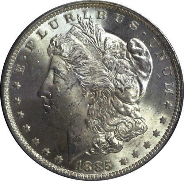 1885-O Morgan Silver Dollar MS63 PCGS close up