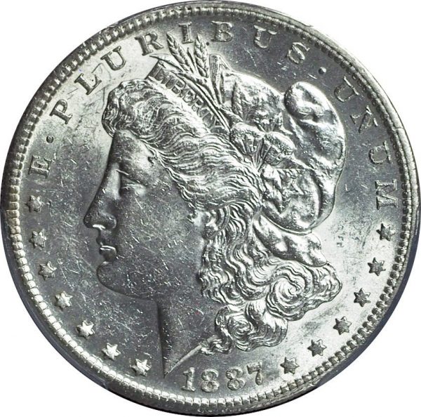 1887-S Morgan Silver Dollar AU58 PCGS close up